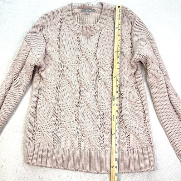CRYUS Cable Knit Sweater Soft Pink Womens Size M Cabincore Beachy Oversized - Picture 5 of 10
